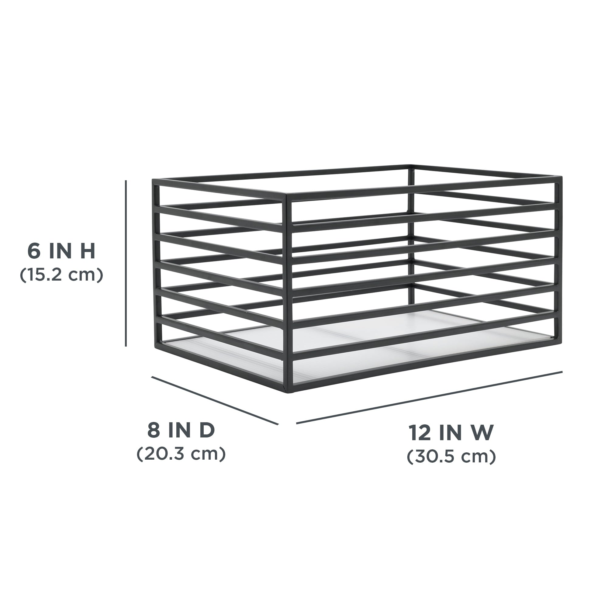 Better Homes & Gardens Storage Basket, Ribbed Metal, Matte Black