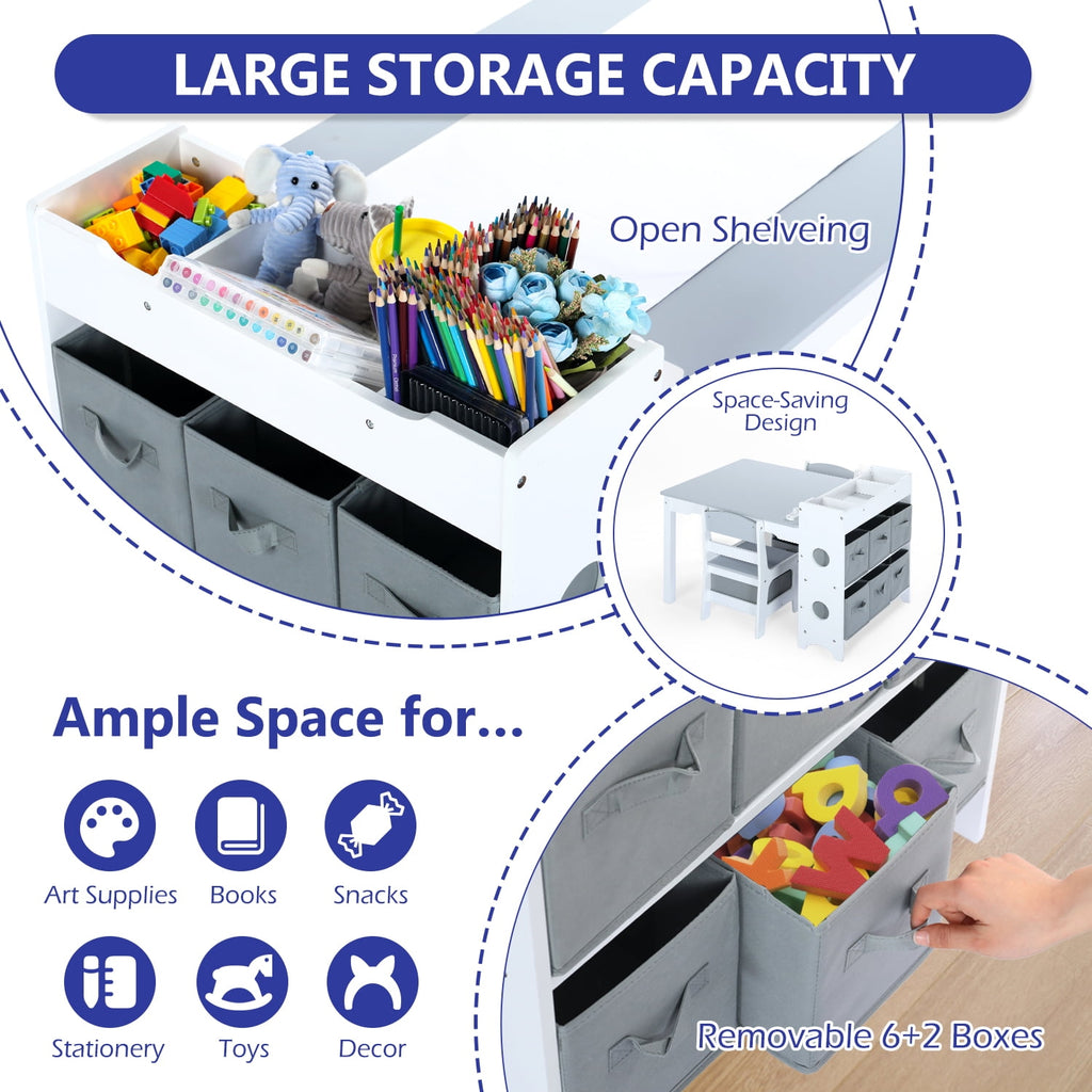 AILEEKISS Kids Table and Chair Set,Children Play Activity Desk for Drawing, Grey