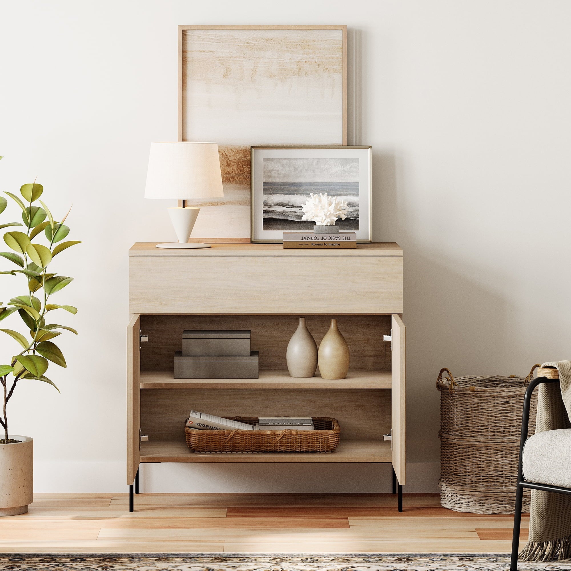 94.5" Modern Reeded Dresser TV Stand for TVs up to 100 Inch, Entertainment Center with Adjustable, Wooden TV Console with Storage for Living Room