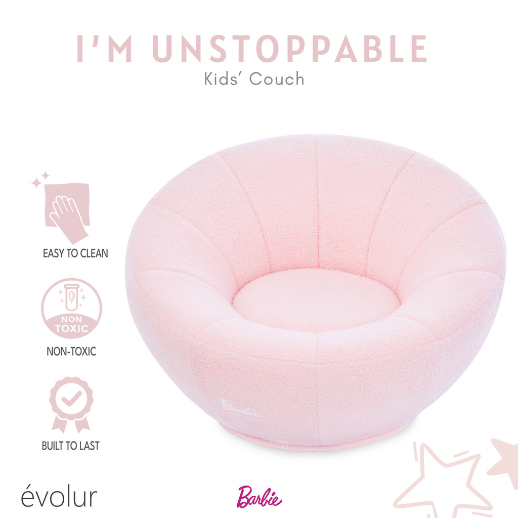Barbie I'm Unstoppable Kid's Couch by Evolur In Pink