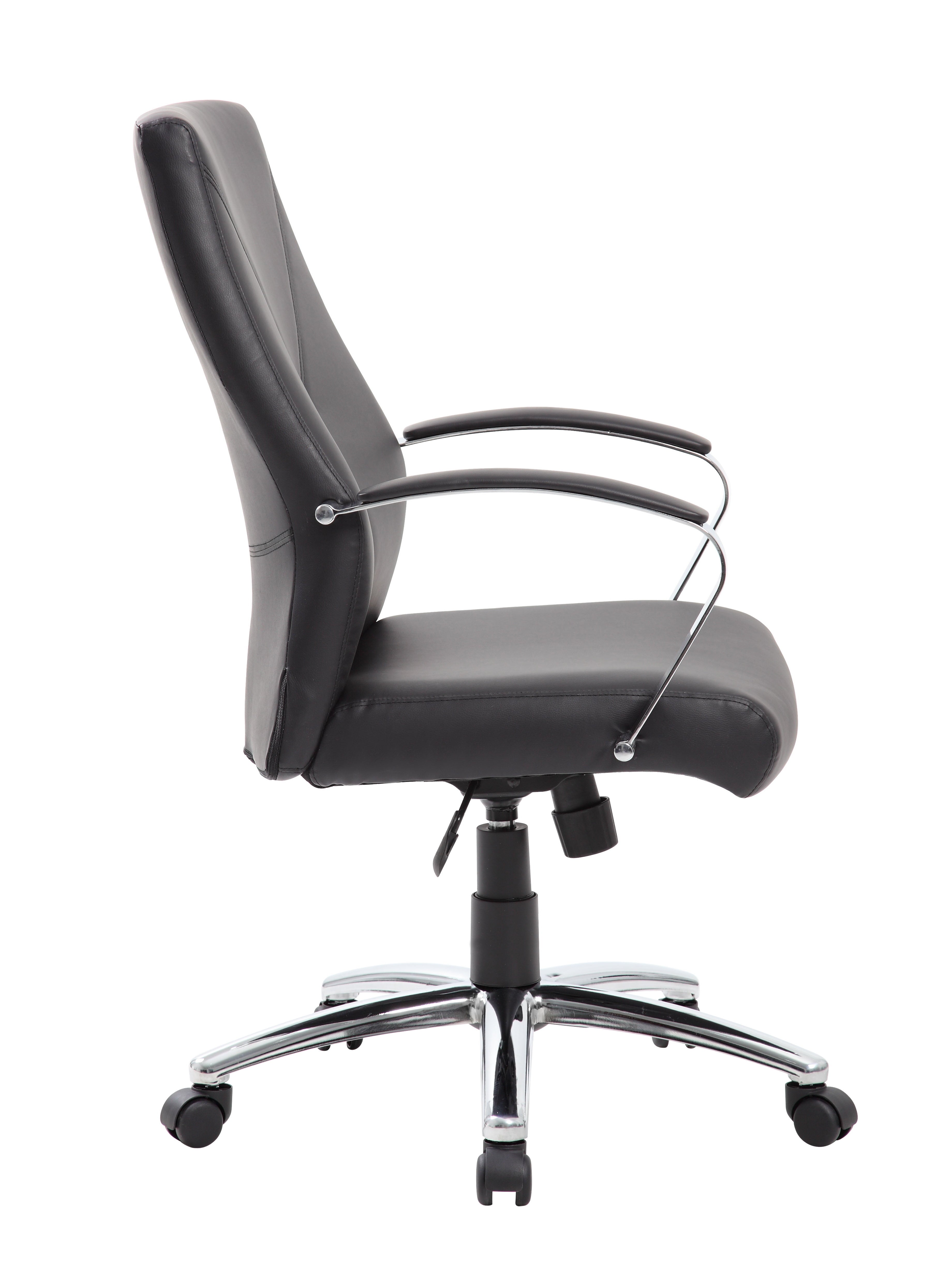 Boss Office Products LeatherPlus Home Office Adjustable Executive Chair with Casters, Black