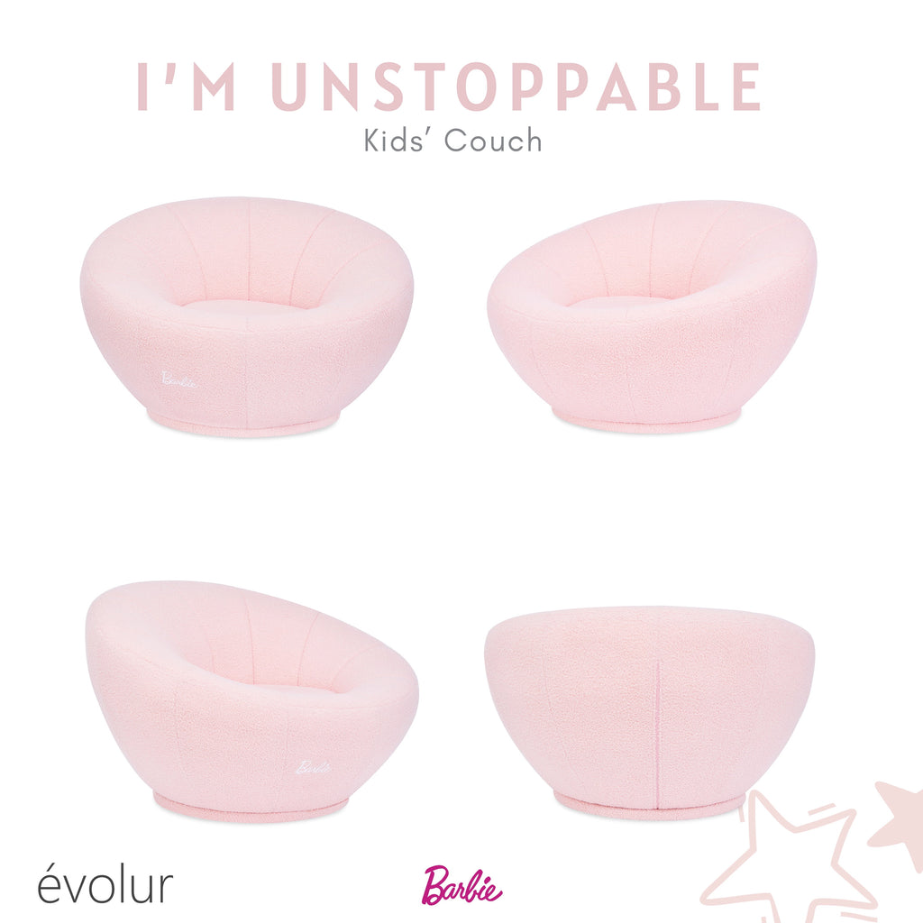 Barbie I'm Unstoppable Kid's Couch by Evolur In Pink
