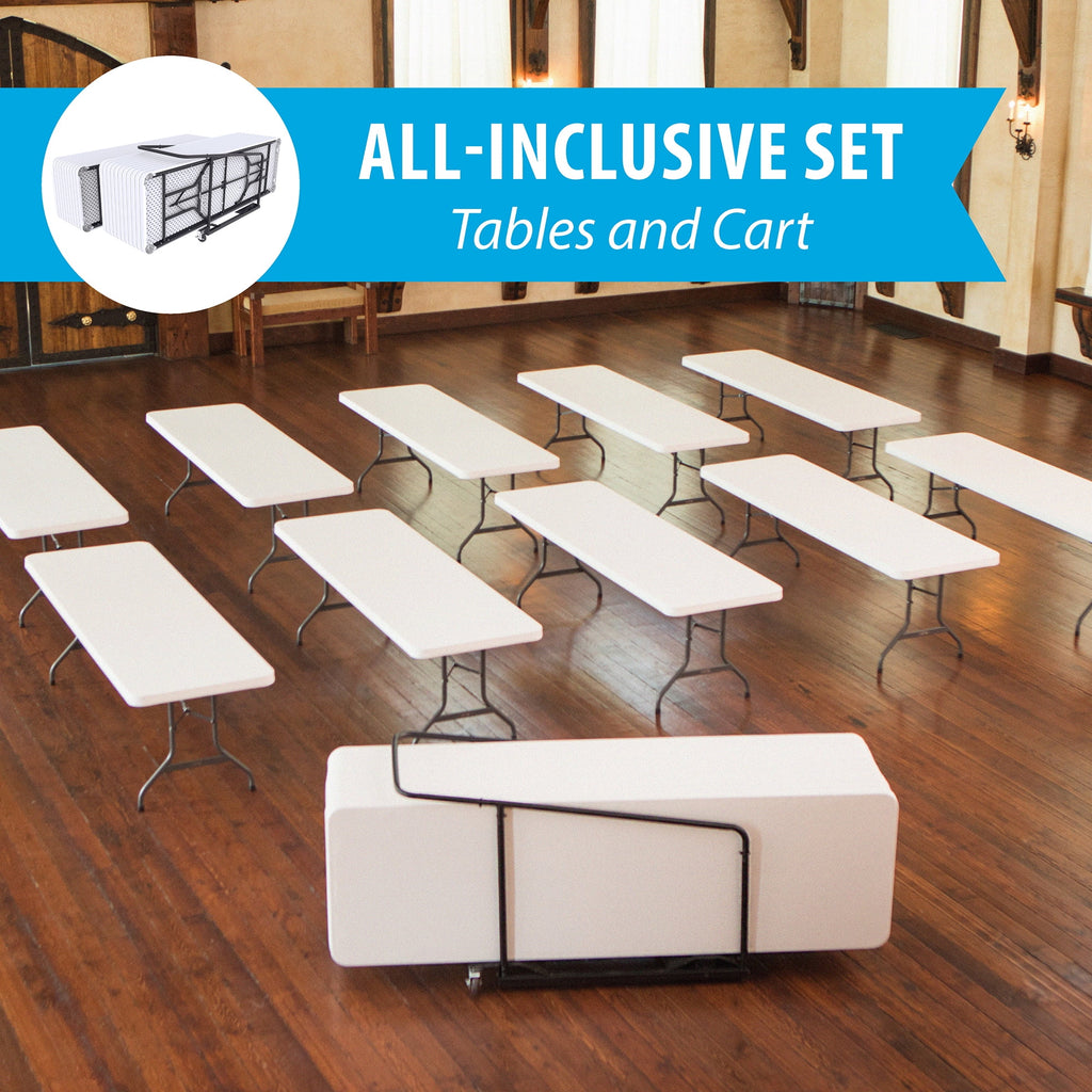 Lifetime 8 ft. Folding Tables, White, Set of 22 with Cart, Indoor/Outdoor, Commercial Grade, (80135)