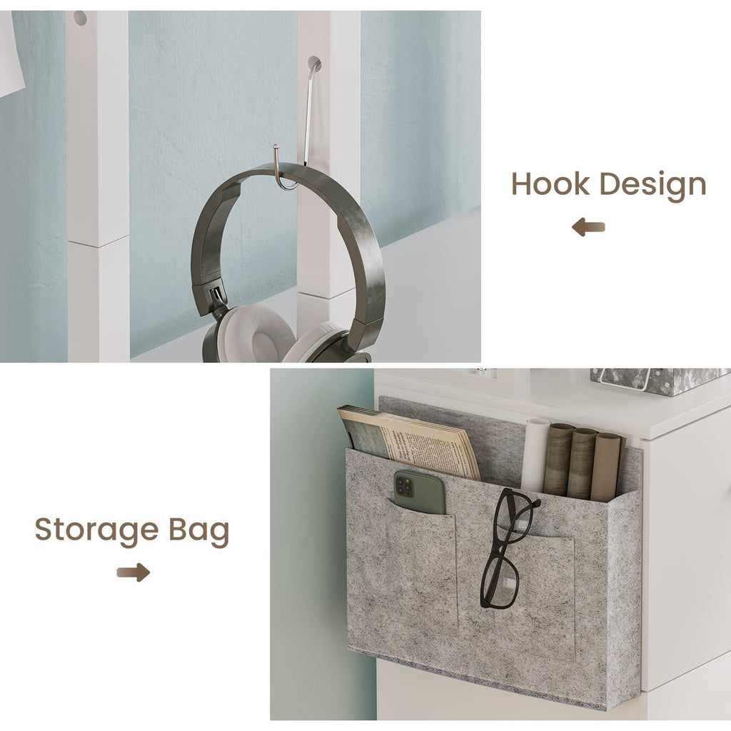 2 Drawer File Cabinet, Filing Cabinet with Lock fits Letter, Legal, A4 Size, File Cabinets for Home Office with Storage Bag, Open Shelf and Hook, White