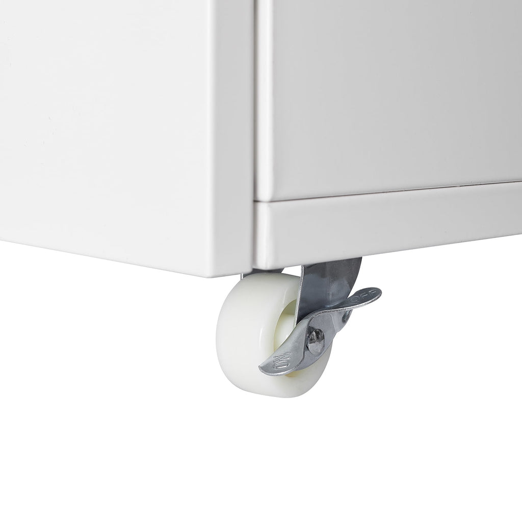 Aukfa Lateral File Cabinet with Wheels, Metal Mobile Filing Cabinet for Home Office, 17.7"H, White