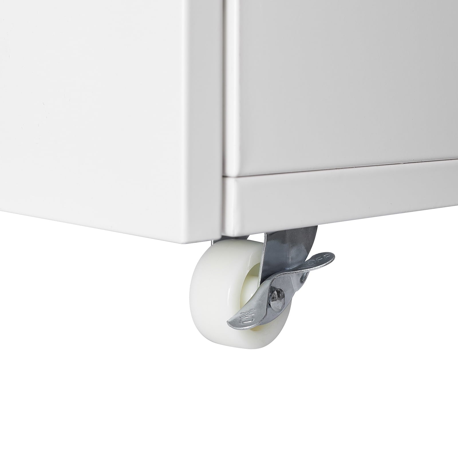 Aukfa Lateral File Cabinet with Wheels, Metal Mobile Filing Cabinet for Home Office, 17.7"H, White