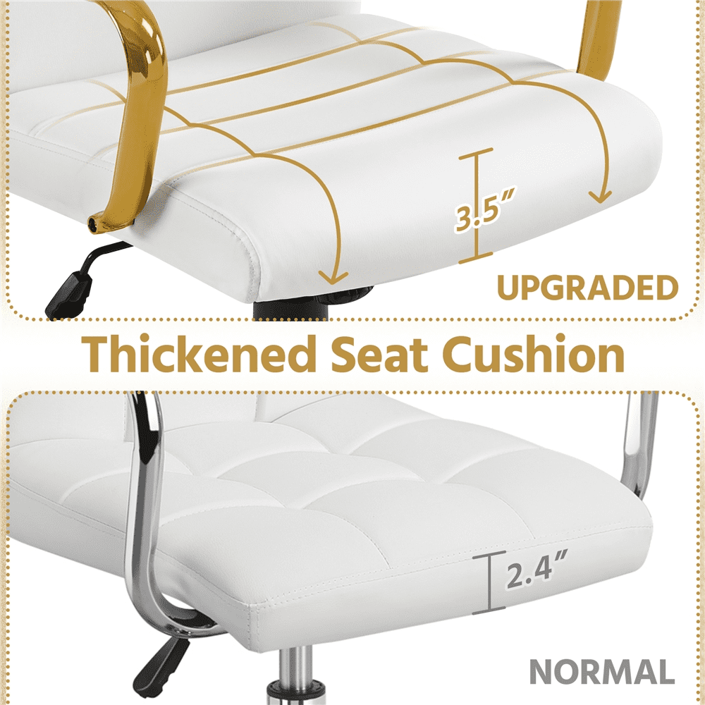 Alden Designs Mid-Back Executive Swivel Office Chair with Metal Frame and Arms, White