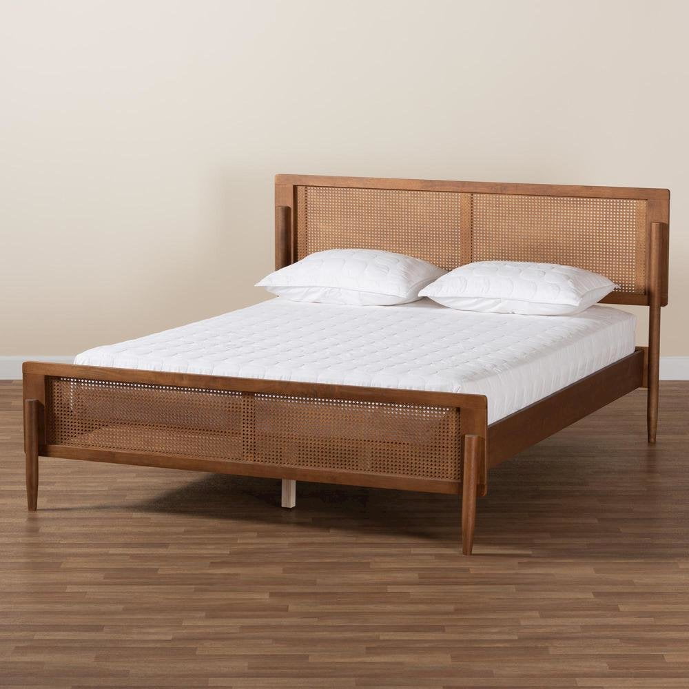 Baxton Studio Gardwin Mid-Century Wood Queen Size Platform Bed in Ash Walnut