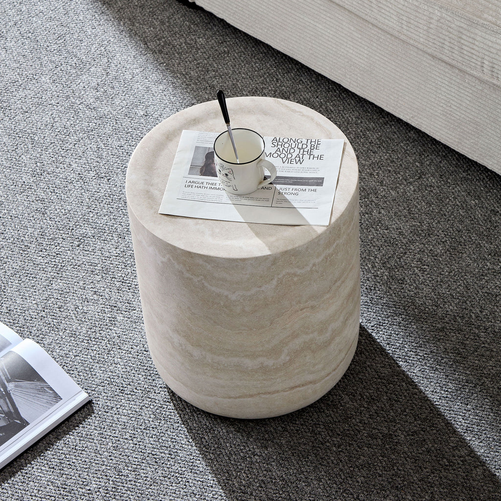 15.74" Round Side Table Small Coffee Table French Country Side Table Rustic End Table for Living Room, No Assembly