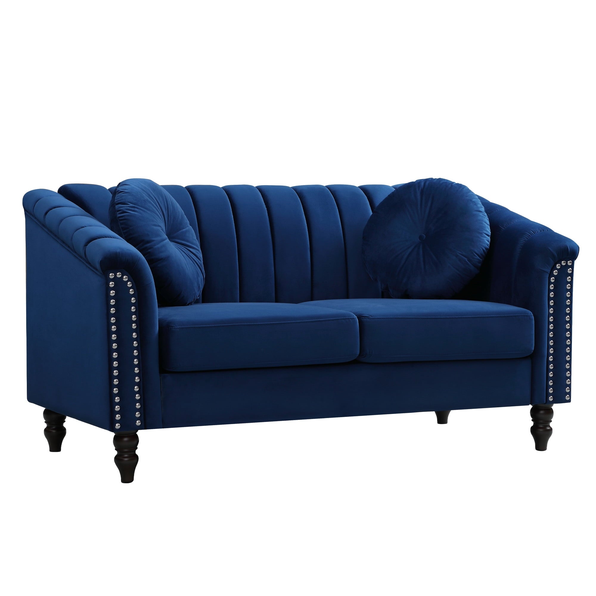 Aukfa Sofa Chair, Velvet Accent Chair with Pillow for Living Room, Blue