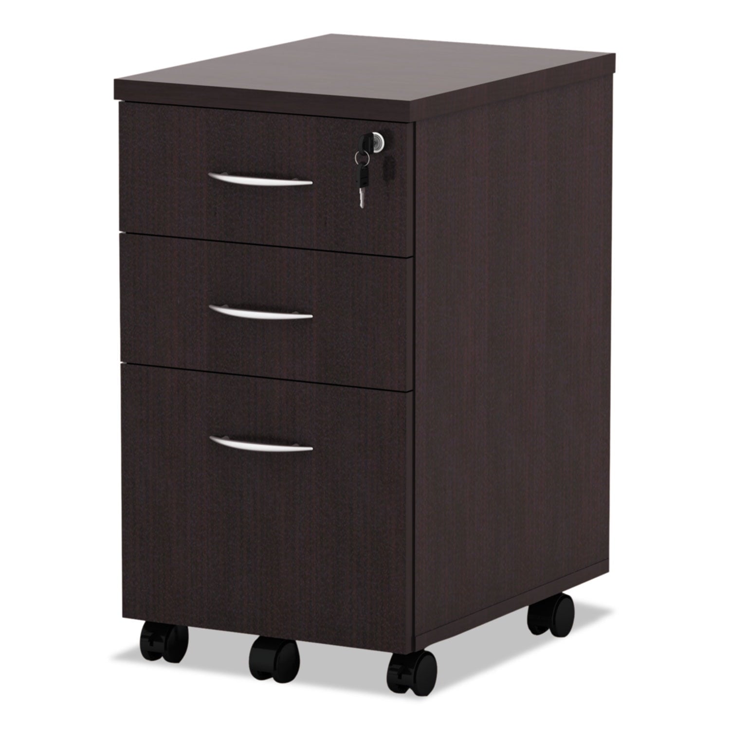 Alera 3 Drawers Vertical Lockable Filing Cabinet, Espresso