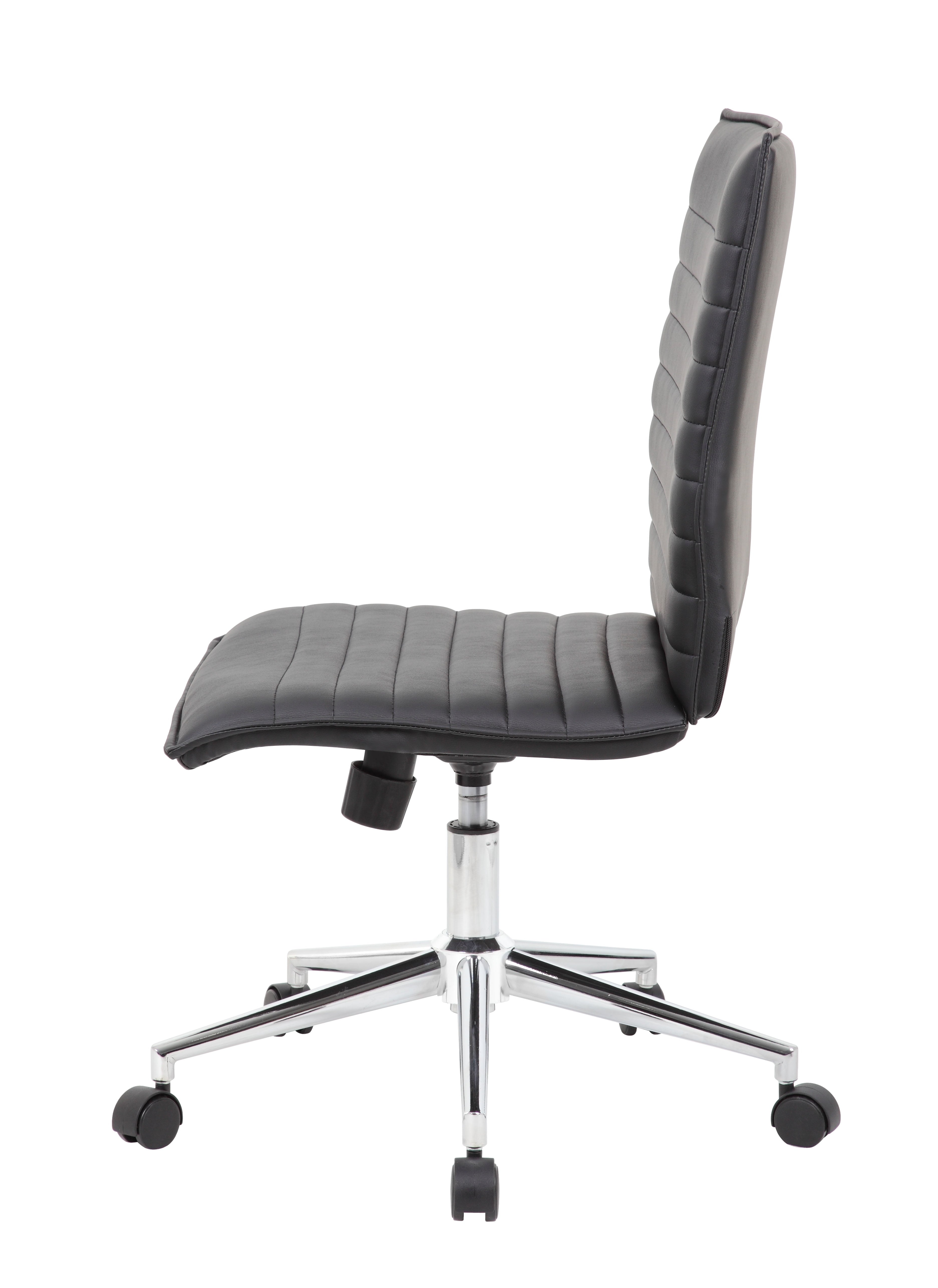 Boss Office Products Vinyl Armless Hospitality Task Chair with Casters, Black