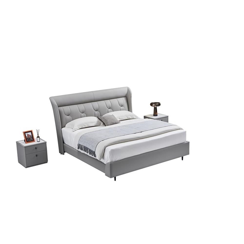 American Eagle Furniture Genuine Leather Eastern King/King Bed in Gray