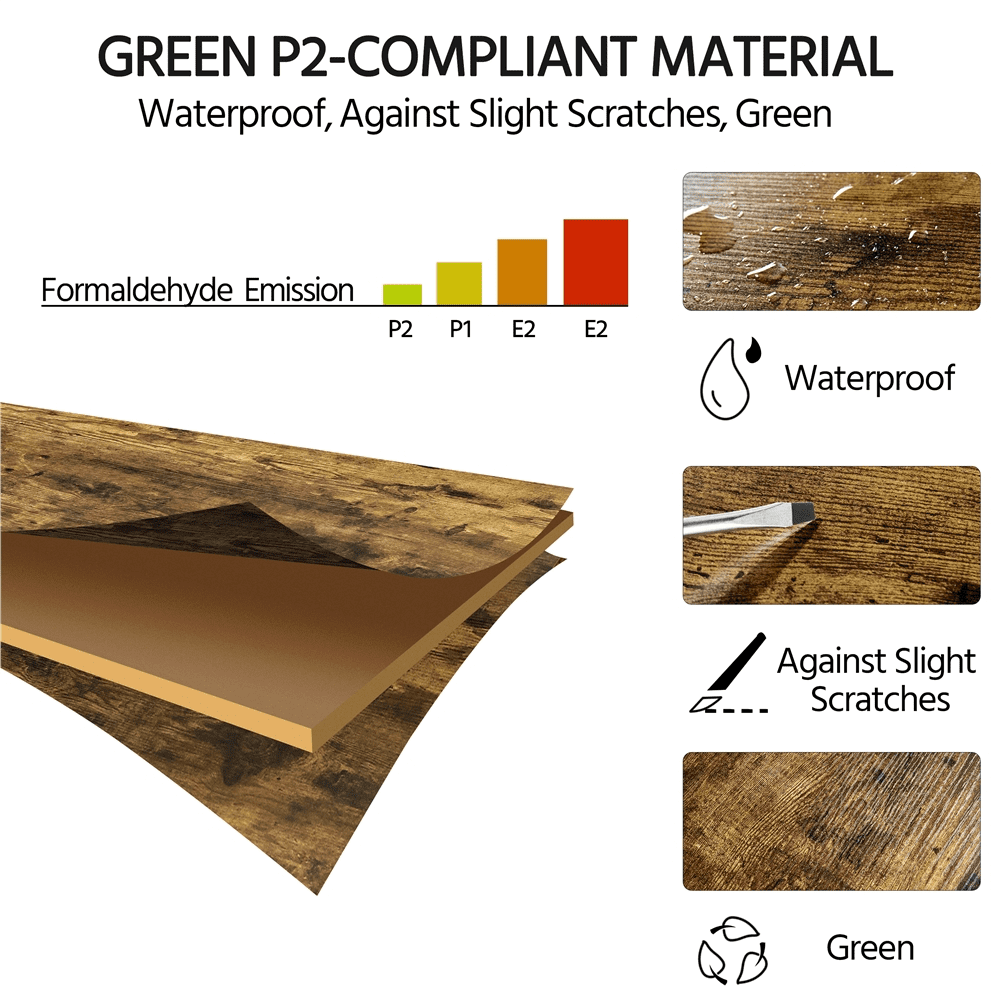 Alden Design Rolling Wooden File Cabinet with 2 Drawers and Shelf, Black/Rustic Brown