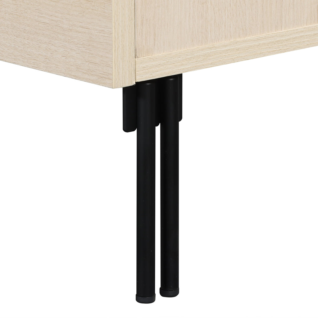 94.5" Modern Reeded Dresser TV Stand for TVs up to 100 Inch, Entertainment Center with Adjustable, Wooden TV Console with Storage for Living Room