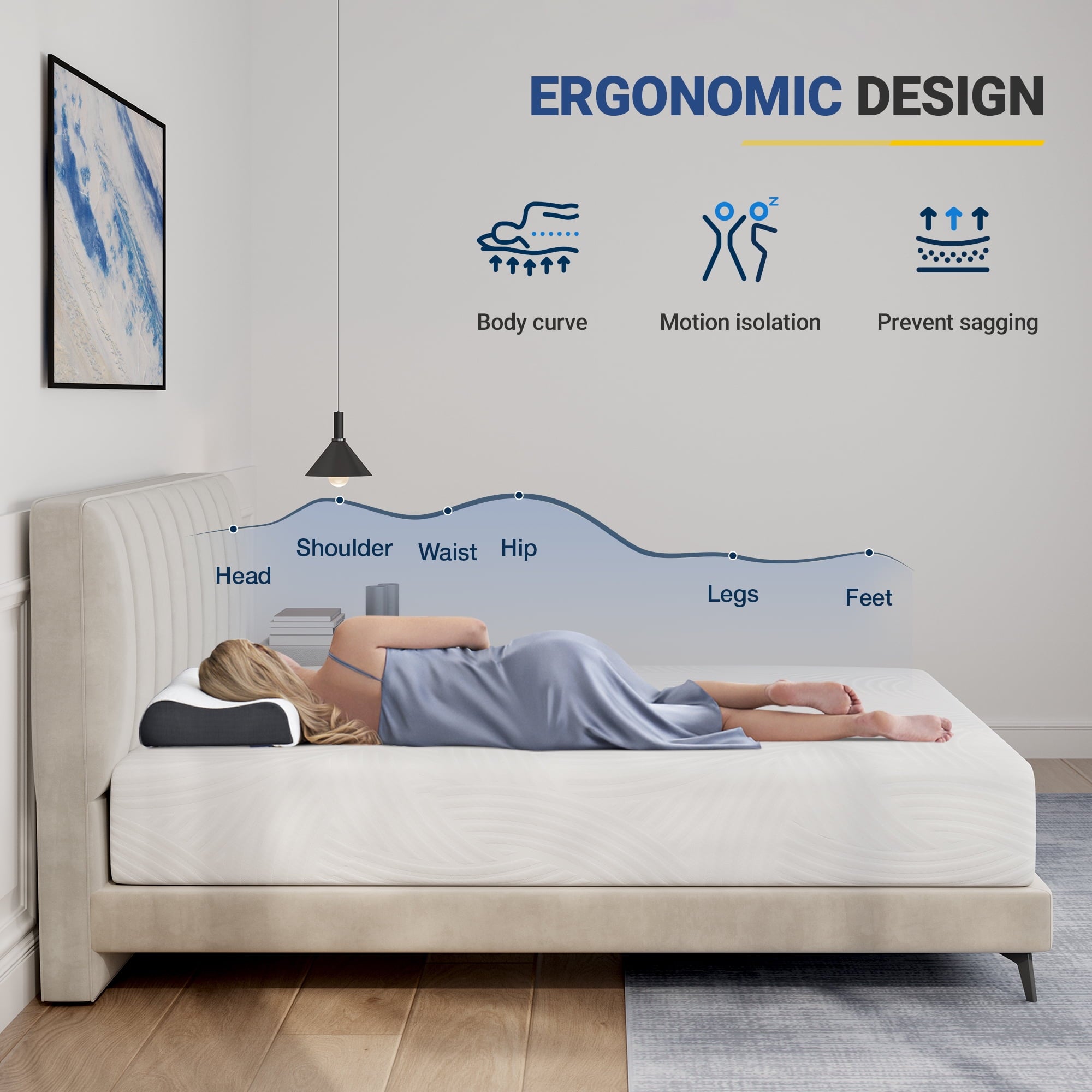 Avenco Snow 10" Twin Size Medium Adult Memory Foam Mattress