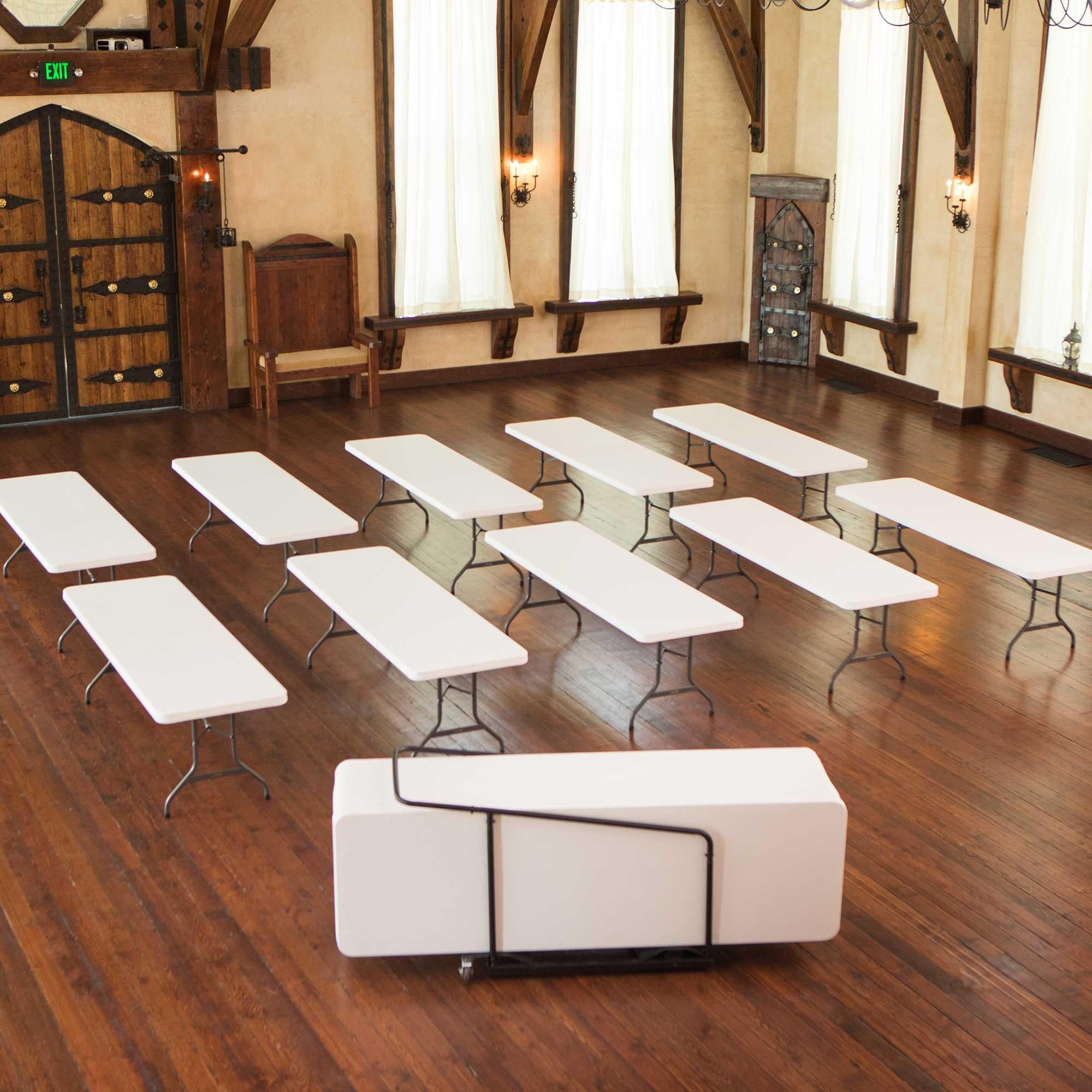 Lifetime 8 ft. Folding Tables, White, Set of 22 with Cart, Indoor/Outdoor, Commercial Grade, (80135)