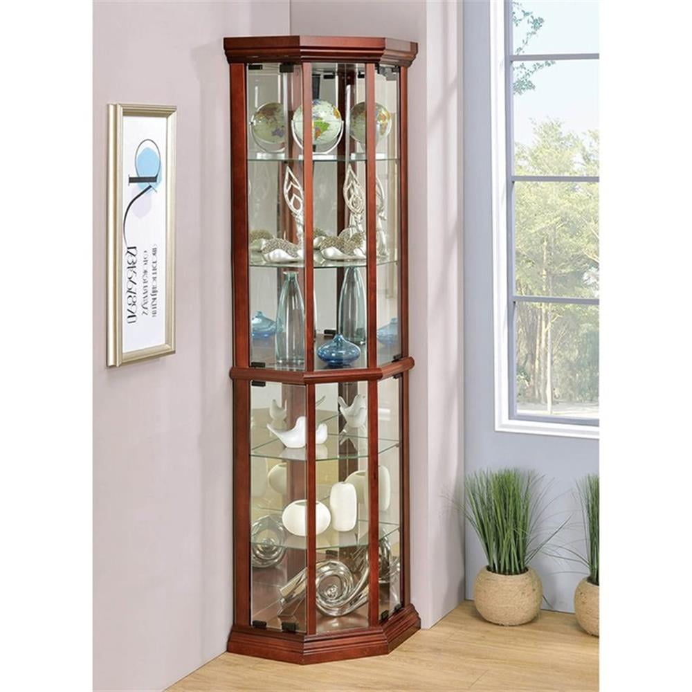 Appledale 6-shelf Corner Curio Cabinet Medium Brown