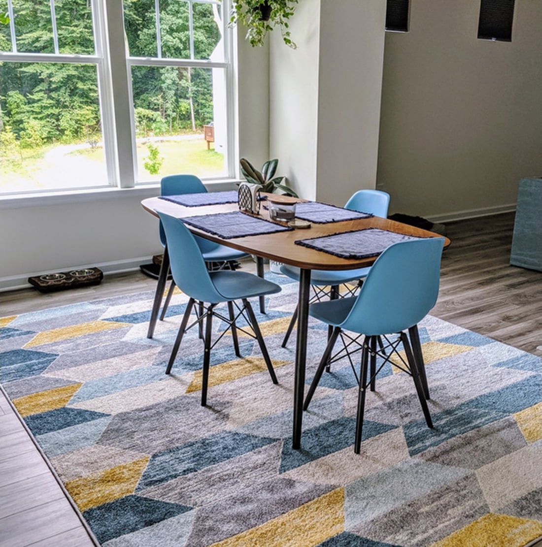 2xhome Blue Mid Country Modern Molded Shell Designer Plastic Chair Side No Arms Wheels Armless Dark Wood Wooden Eiffel for Dining Room Bedroom Kitchen Accent Office DSW Comfortable Desk