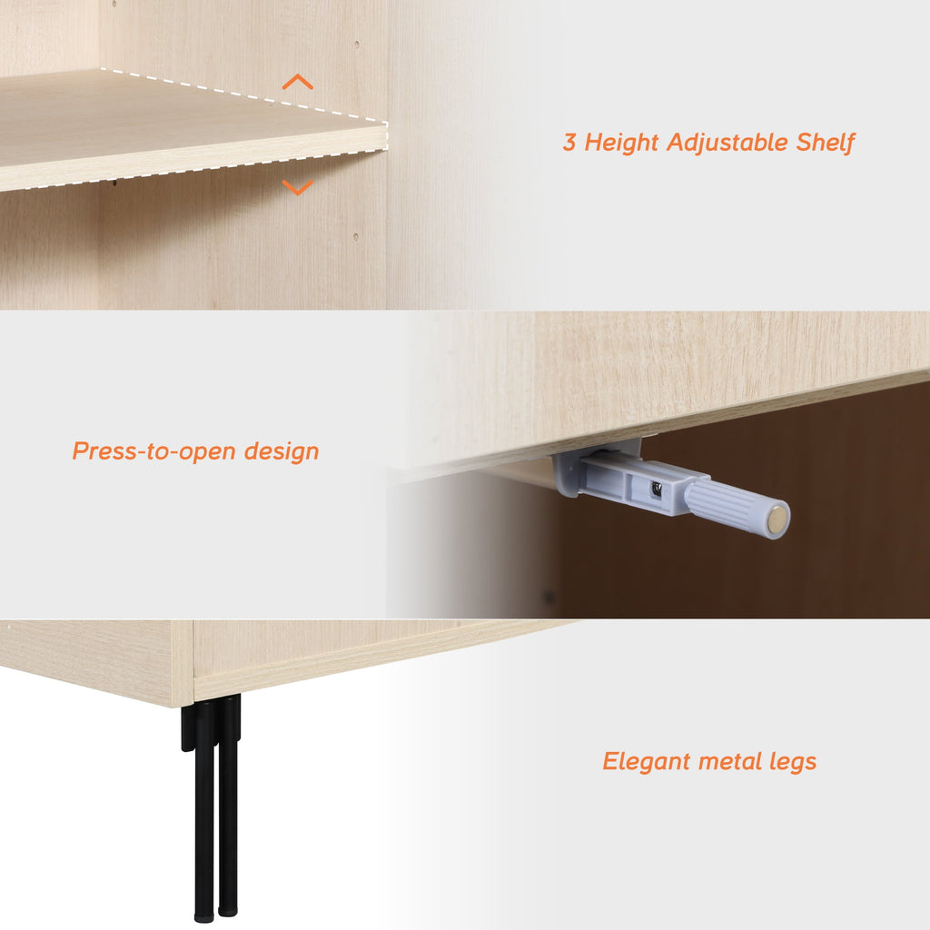 94.5" Modern Reeded Dresser TV Stand for TVs up to 100 Inch, Entertainment Center with Adjustable, Wooden TV Console with Storage for Living Room