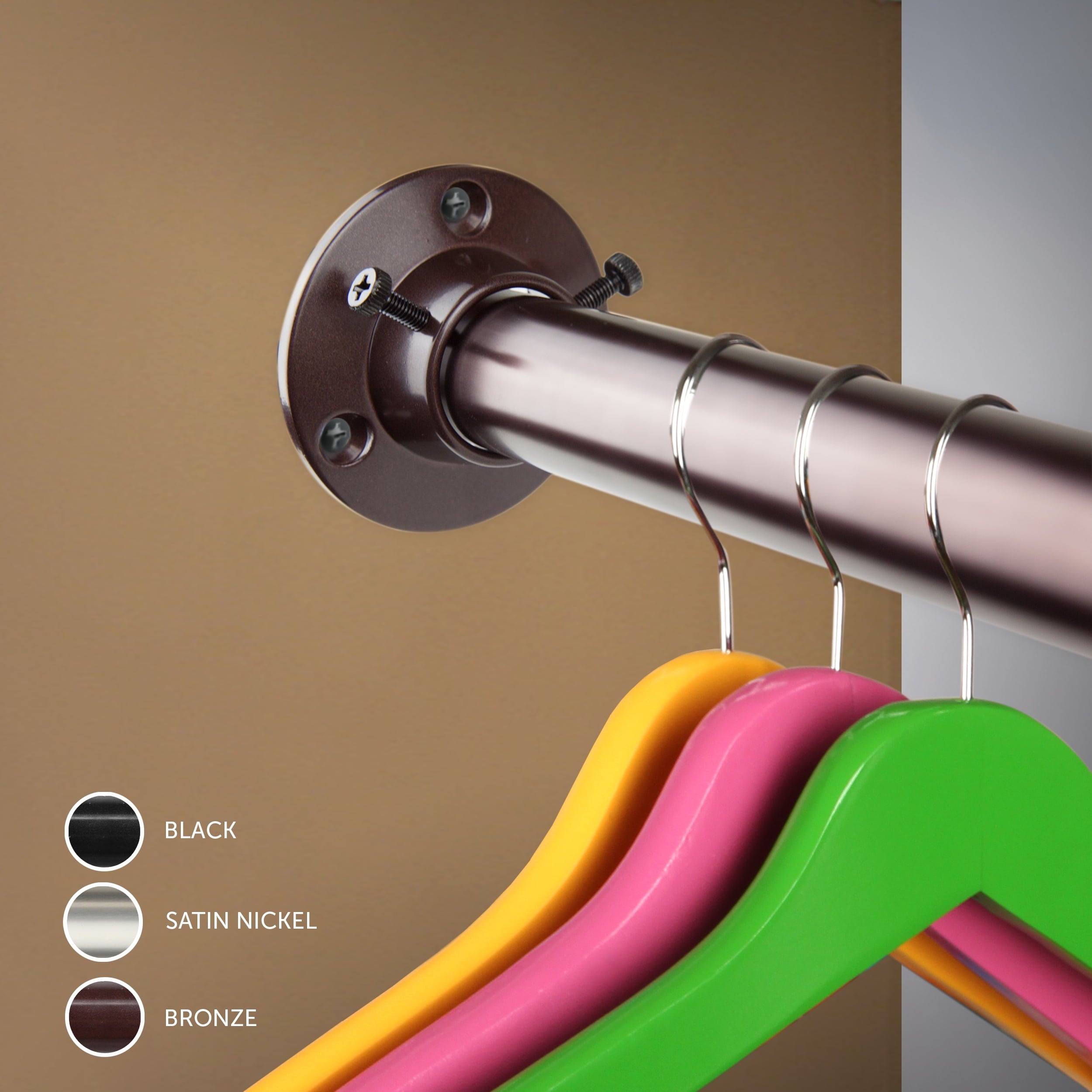 1" Adjustable Closet Rod 28-48 inch and Socket Set - Bronze