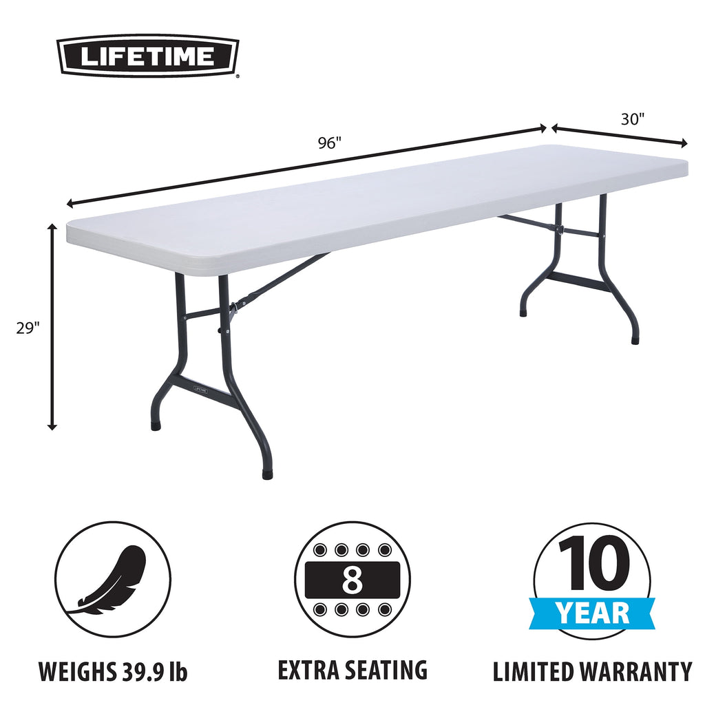 Lifetime 8 ft. Folding Tables, White, Set of 22 with Cart, Indoor/Outdoor, Commercial Grade, (80135)