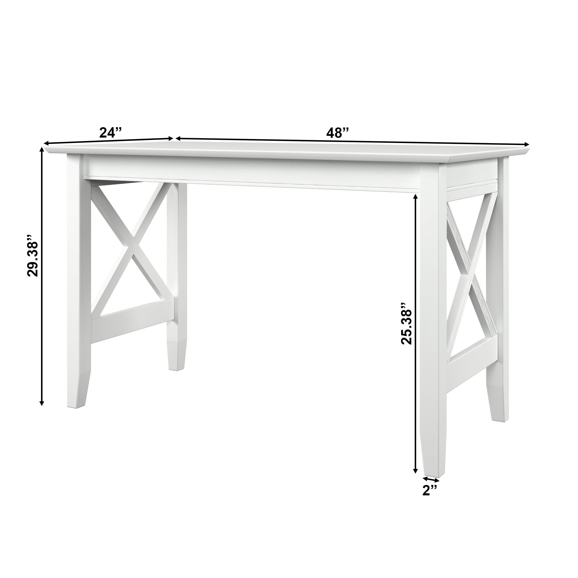 AFI 48" Lexi Solid Wood X Design Home Office, Gaming, Writing, Desk with Charger in White